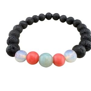 Emily Kai Black‎ Lava Stone Beaded Bracelet Glass